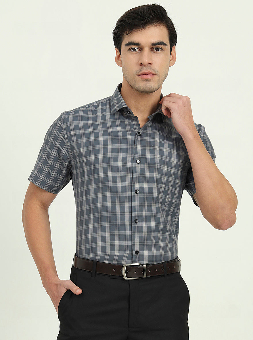Grey Solid Regular Fit Formal Shirt | Greenfibre