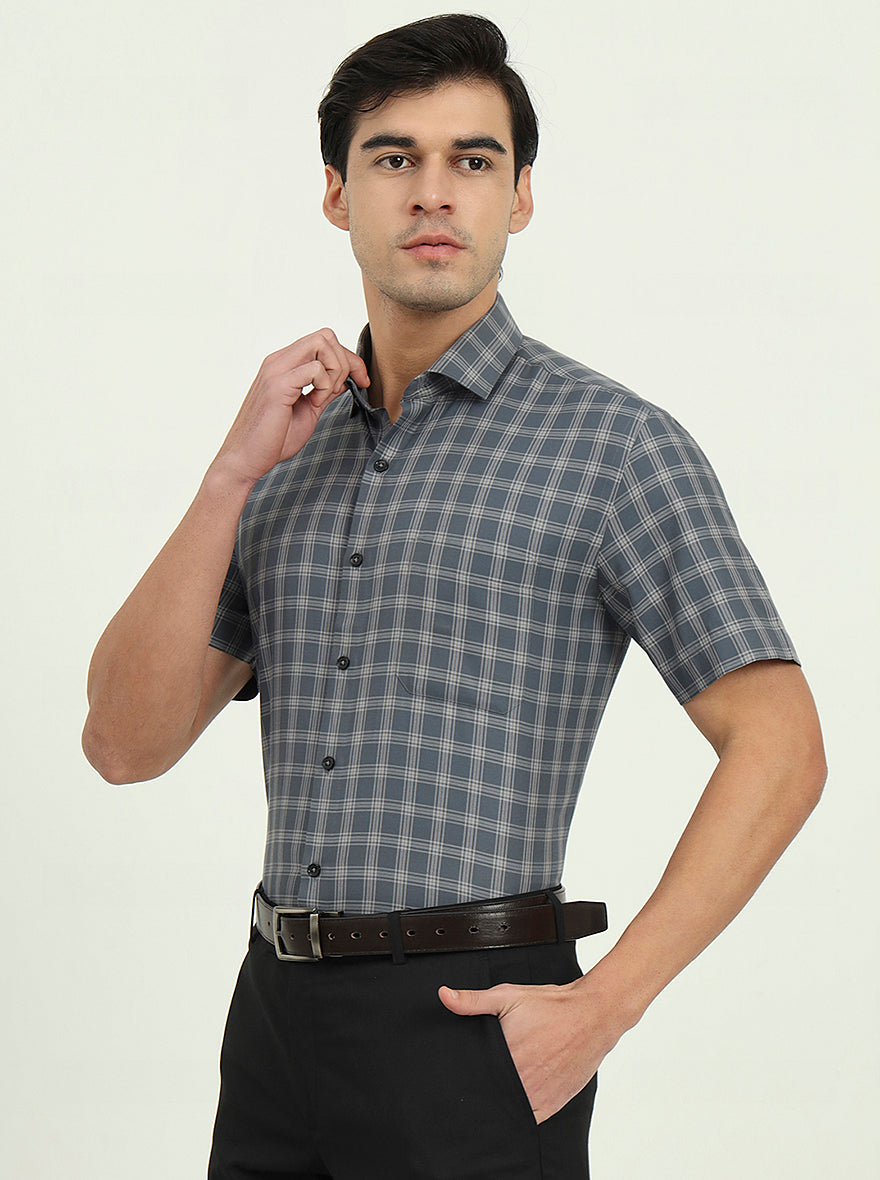 Grey Solid Regular Fit Formal Shirt | Greenfibre