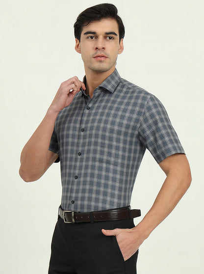 Grey Solid Regular Fit Formal Shirt | Greenfibre