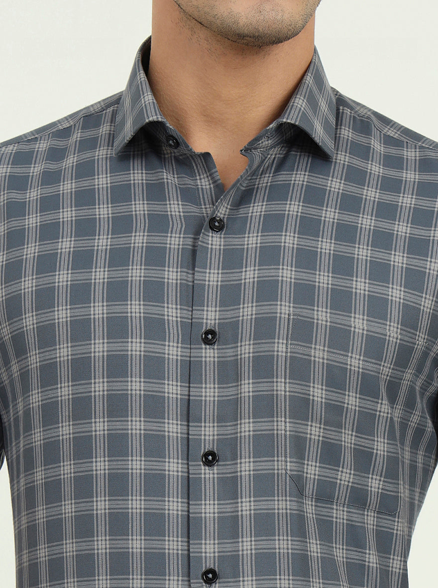 Grey Solid Regular Fit Formal Shirt | Greenfibre