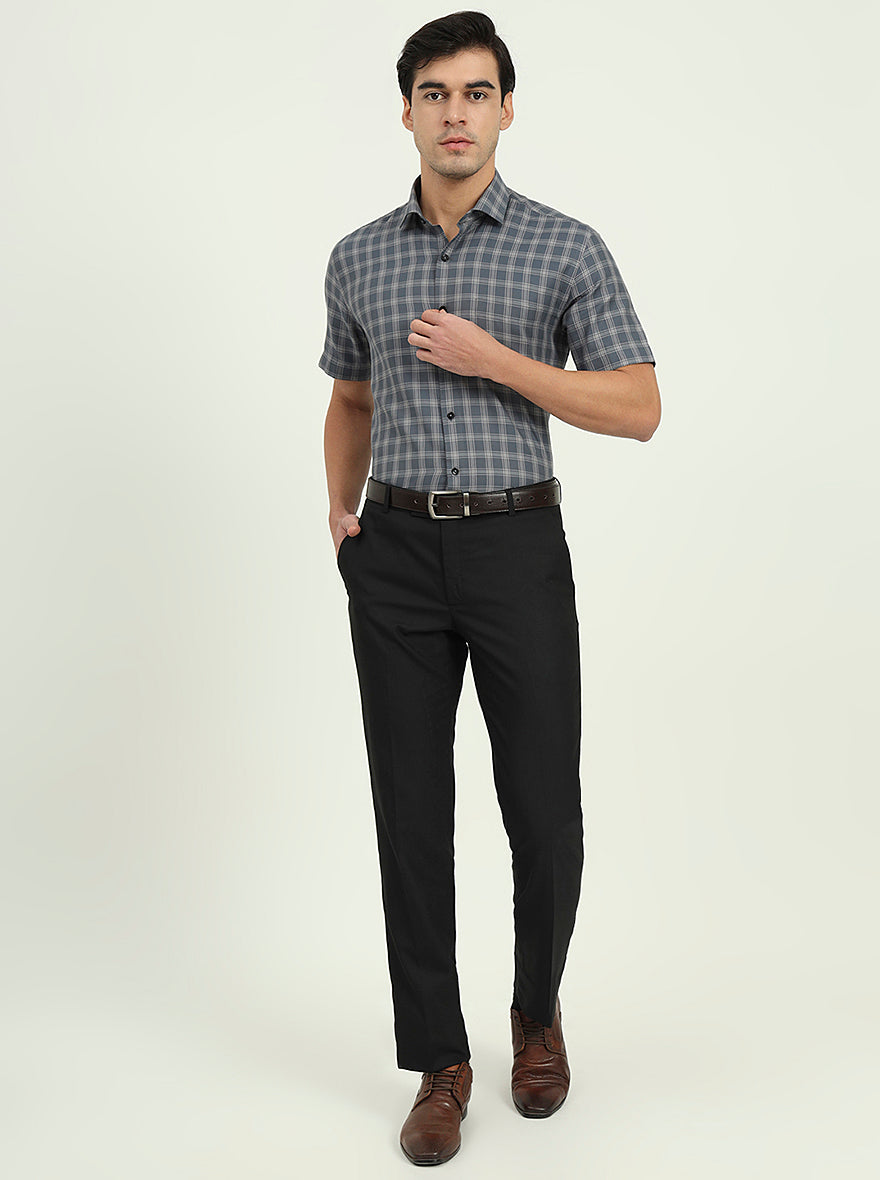Grey Solid Regular Fit Formal Shirt | Greenfibre
