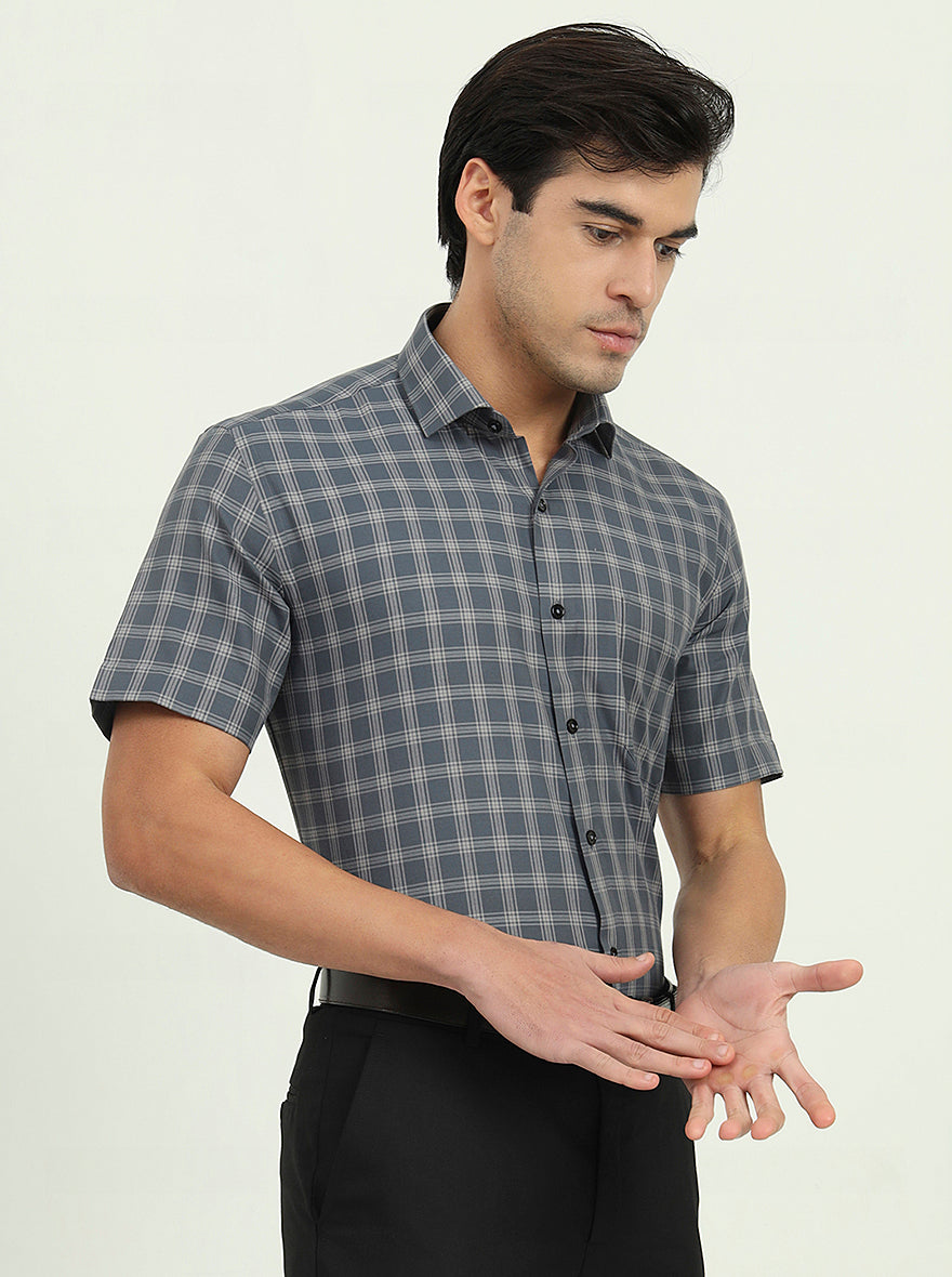 Grey Solid Regular Fit Formal Shirt | Greenfibre