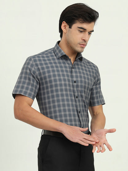 Grey Solid Regular Fit Formal Shirt | Greenfibre