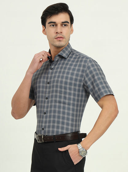 Grey Solid Regular Fit Formal Shirt | Greenfibre