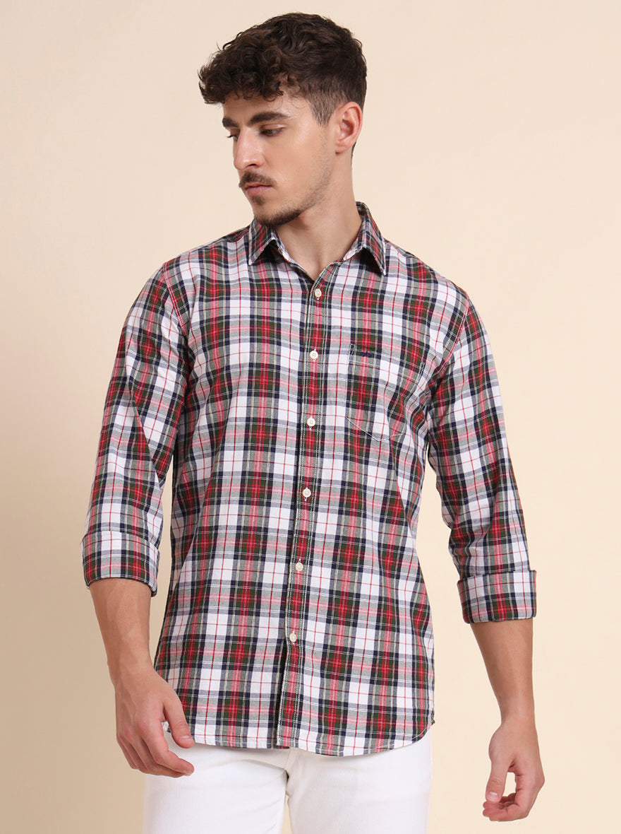 Multicolor Checked Slim Fit Casual Shirt | JadeBlue