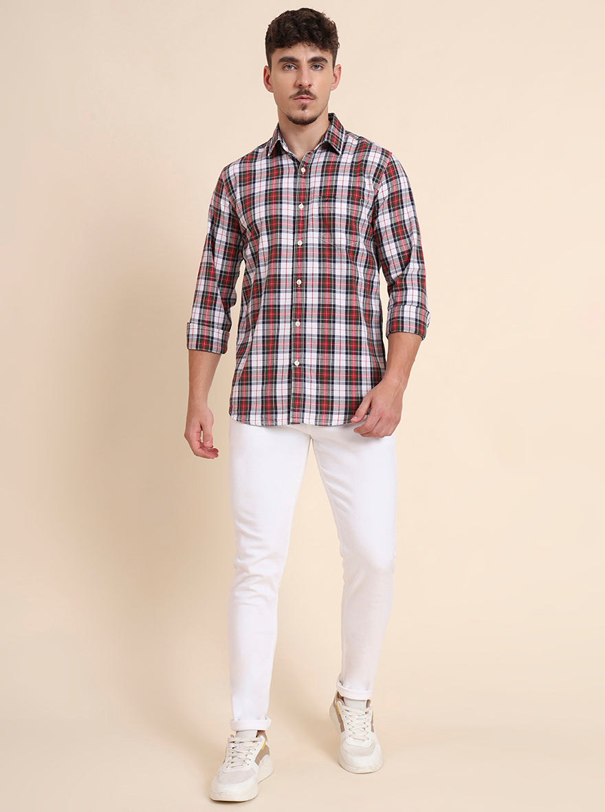 Multicolor Checked Slim Fit Casual Shirt | JadeBlue