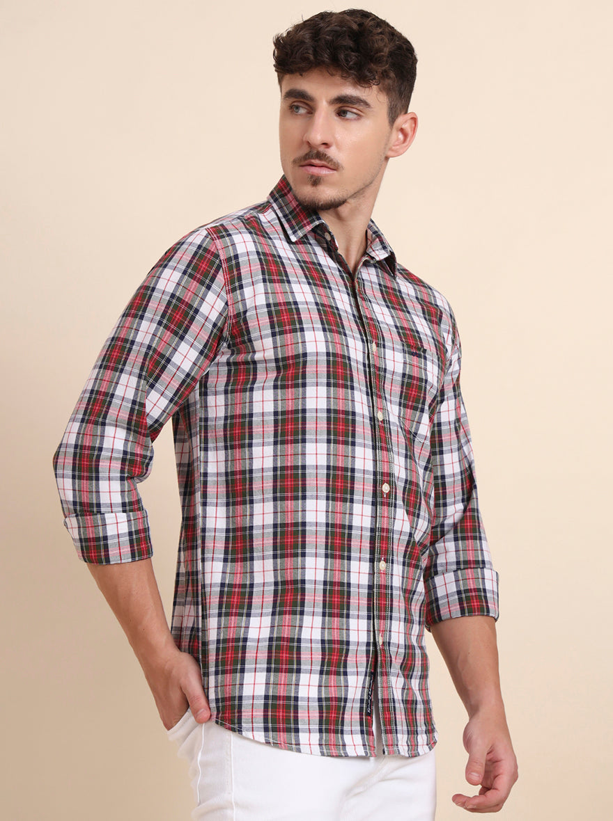 Multicolor Checked Slim Fit Casual Shirt | JadeBlue