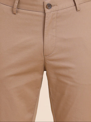 Camel Brown Solid Uno Fit Casual Trouser | JadeBlue