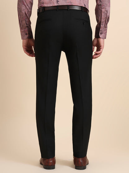 Black Solid Slim Fit Formal Trouser | Greenfibre