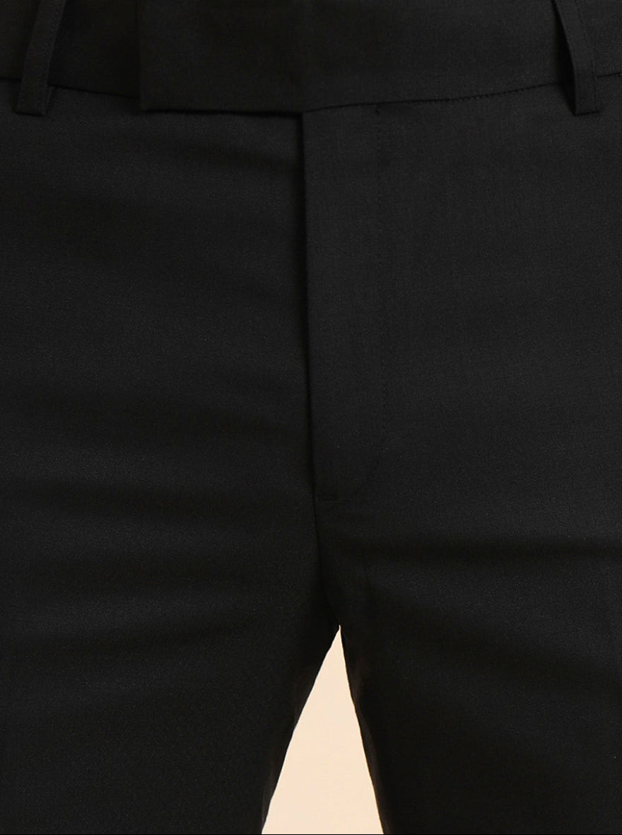 Black Solid Slim Fit Formal Trouser | Greenfibre