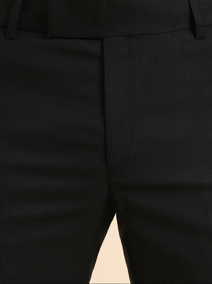 Black Solid Slim Fit Formal Trouser | Greenfibre