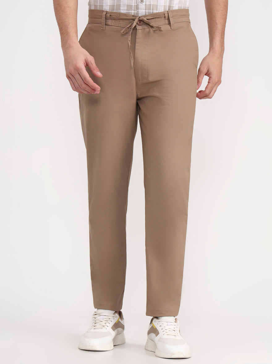 Khaki Solid Regular Fit Track Pant | JadeBlue