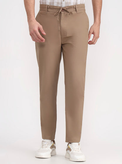 Khaki Solid Regular Fit Track Pant | JadeBlue