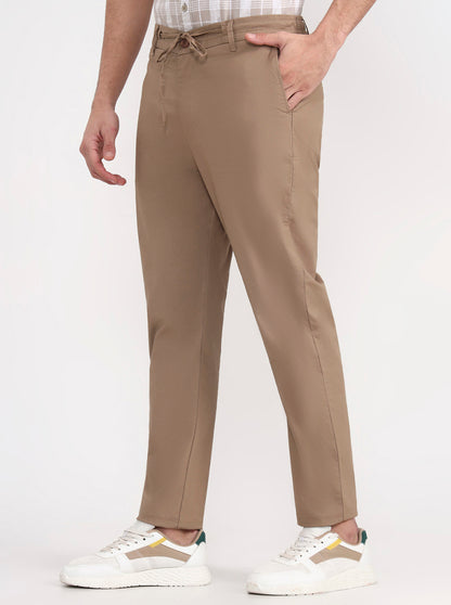 Khaki Solid Regular Fit Track Pant | JadeBlue