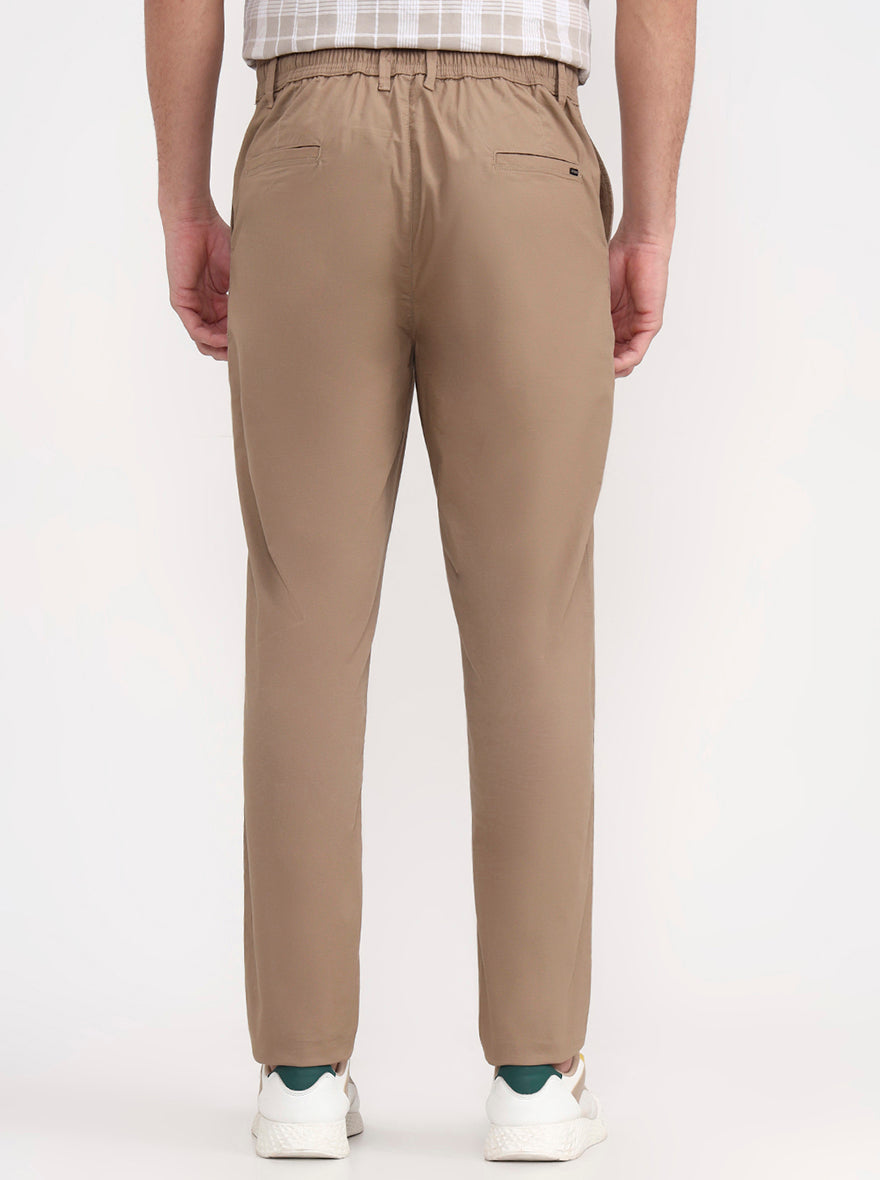 Khaki Solid Regular Fit Track Pant | JadeBlue