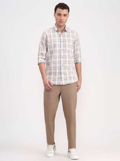 Khaki Solid Regular Fit Track Pant | JadeBlue