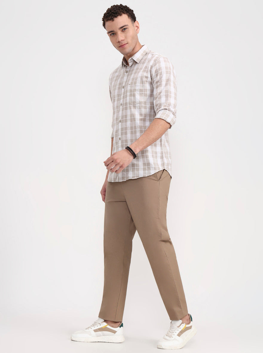 Khaki Solid Regular Fit Track Pant | JadeBlue