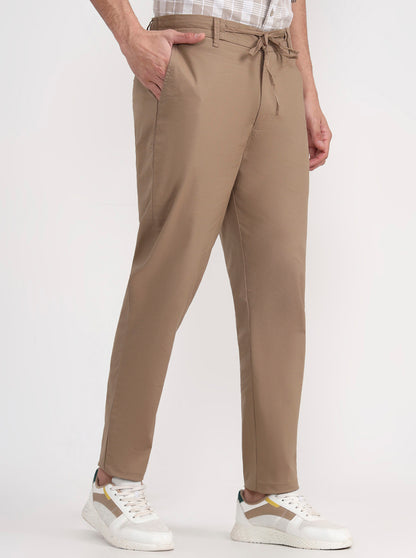 Khaki Solid Regular Fit Track Pant | JadeBlue