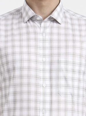 White Checked Regular Fit Formal Shirt | Greenfibre