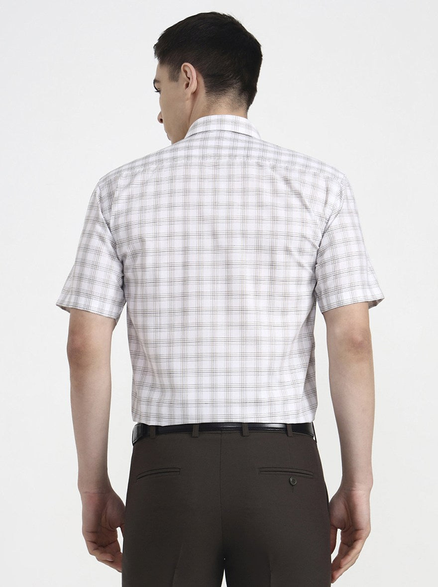 White Checked Regular Fit Formal Shirt | Greenfibre