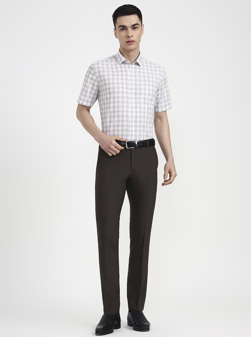 White Checked Regular Fit Formal Shirt | Greenfibre
