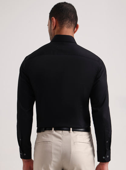Black Solid Slim Fit Formal Shirt | JadeBlue Super Luxe
