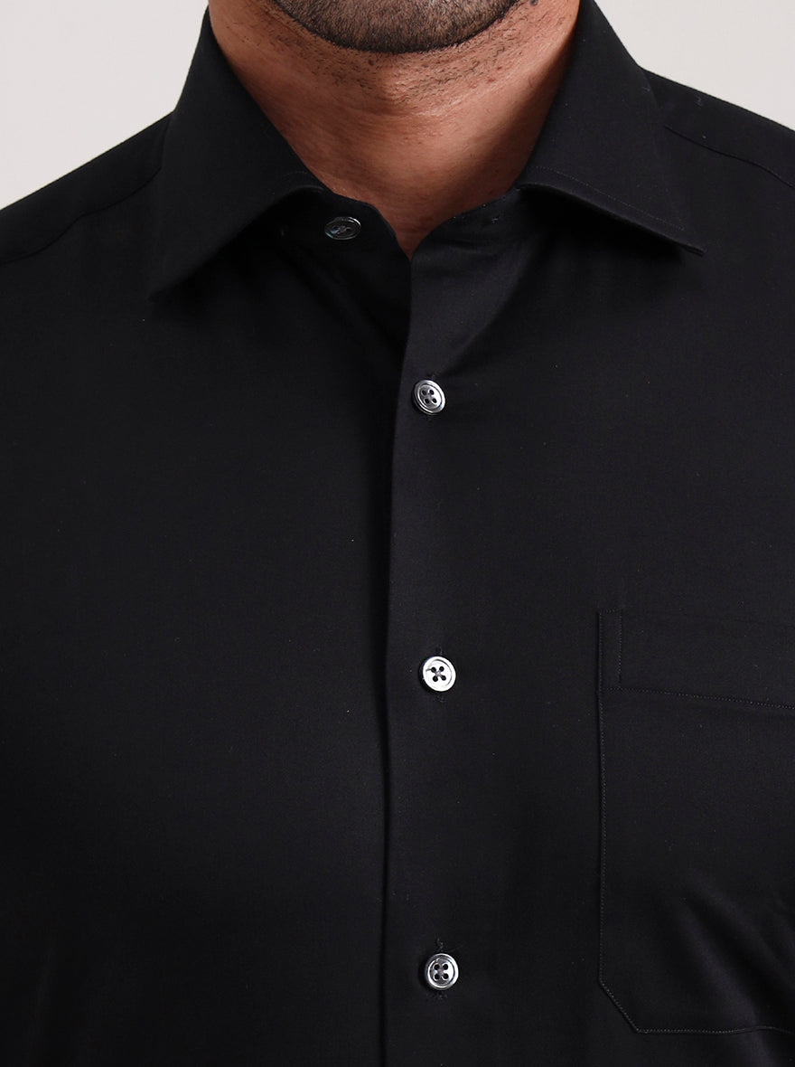 Black Solid Slim Fit Formal Shirt | JadeBlue Super Luxe