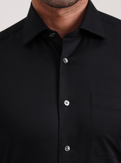 Black Solid Slim Fit Formal Shirt | JadeBlue Super Luxe