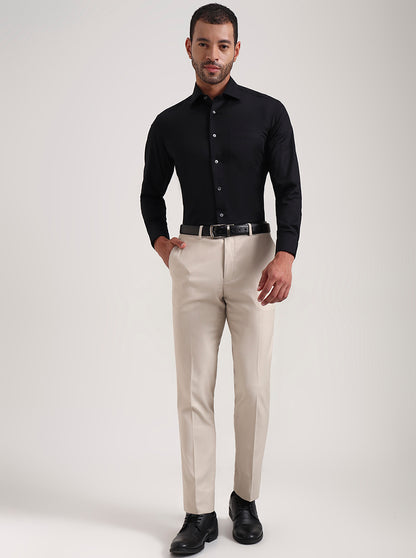 Black Solid Slim Fit Formal Shirt | JadeBlue Super Luxe