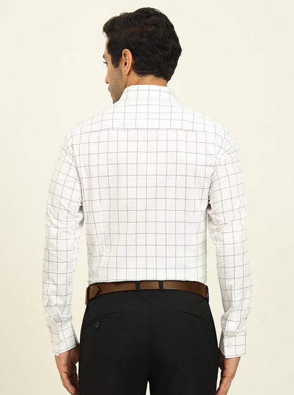 White & Blue Checked Slim Fit Formal Shirt | JadeBlue Youth