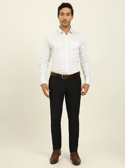 White & Blue Checked Slim Fit Formal Shirt | JadeBlue Youth