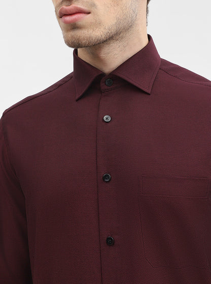 Maroon Solid Slim Fit Formal Shirt | Metal