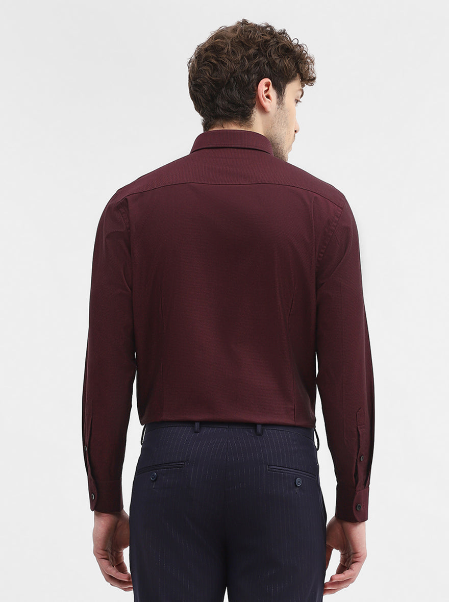 Maroon Solid Slim Fit Formal Shirt | Metal
