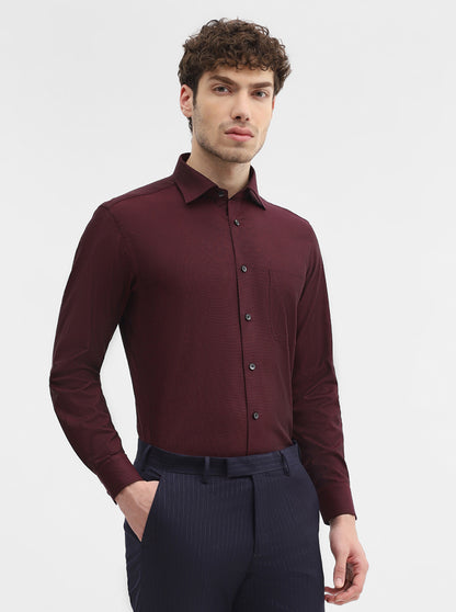 Maroon Solid Slim Fit Formal Shirt | Metal