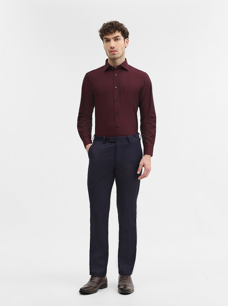 Maroon Solid Slim Fit Formal Shirt | Metal