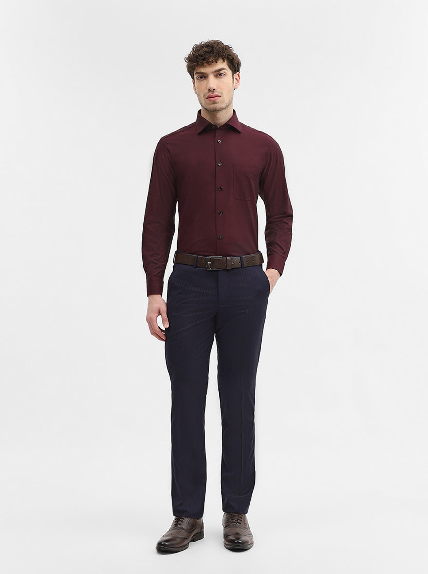 Maroon Solid Slim Fit Formal Shirt | Metal