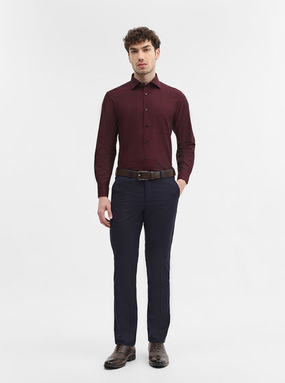 Maroon Solid Slim Fit Formal Shirt | Metal