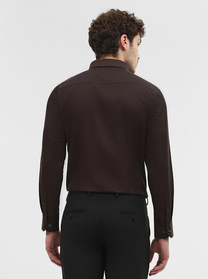 Dark Brown Solid Slim Fit Party Wear Shirt | Greenfibre