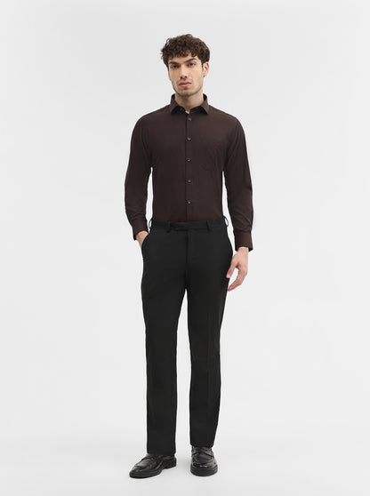 Dark Brown Solid Slim Fit Party Wear Shirt | Greenfibre