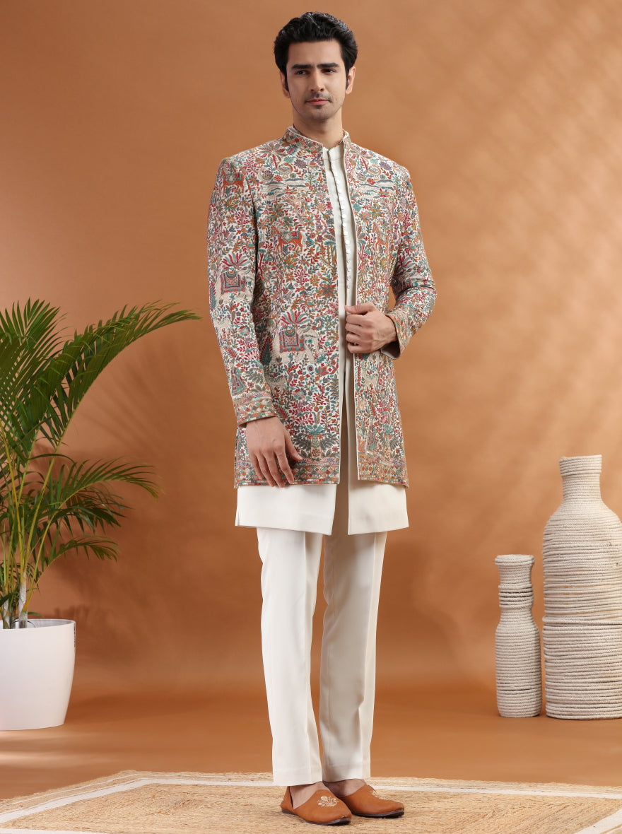 Cream Embroidered Indowestern | TULA