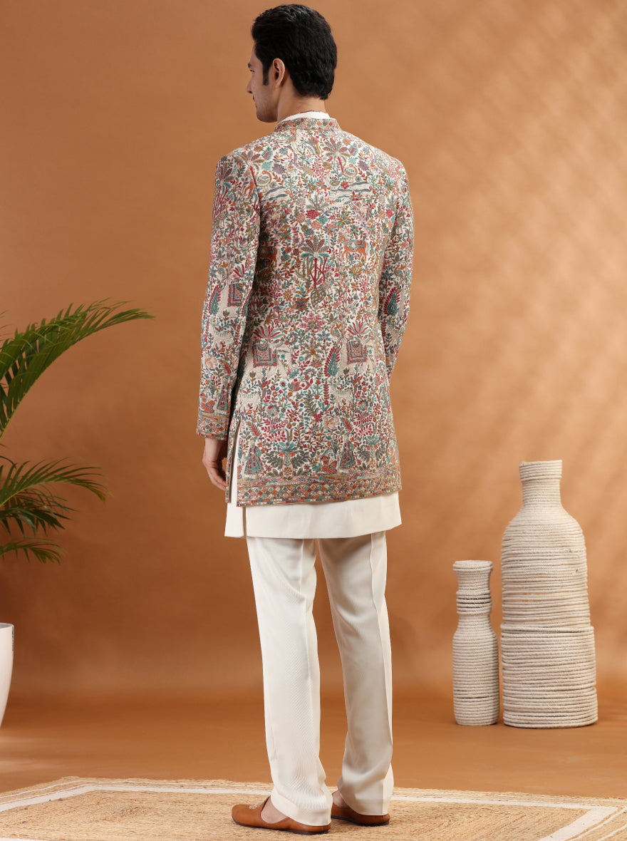 Cream Embroidered Indowestern | TULA
