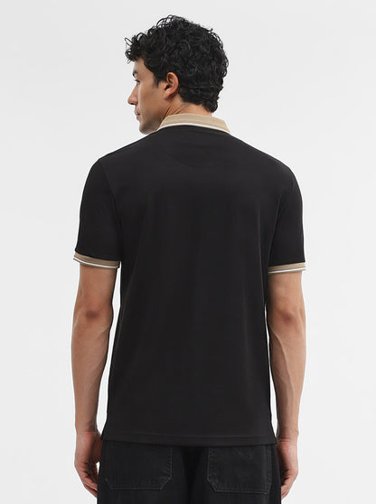 Black Solid Slim Fit Polo T-Shirt | JadeBlue
