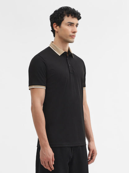 Black Solid Slim Fit Polo T-Shirt | JadeBlue