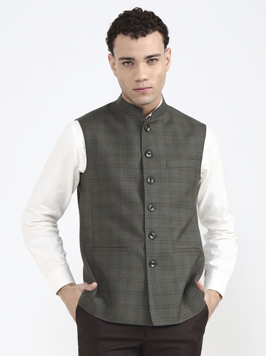 Brown Solid Regular Fit Modi Jacket | JB X JB