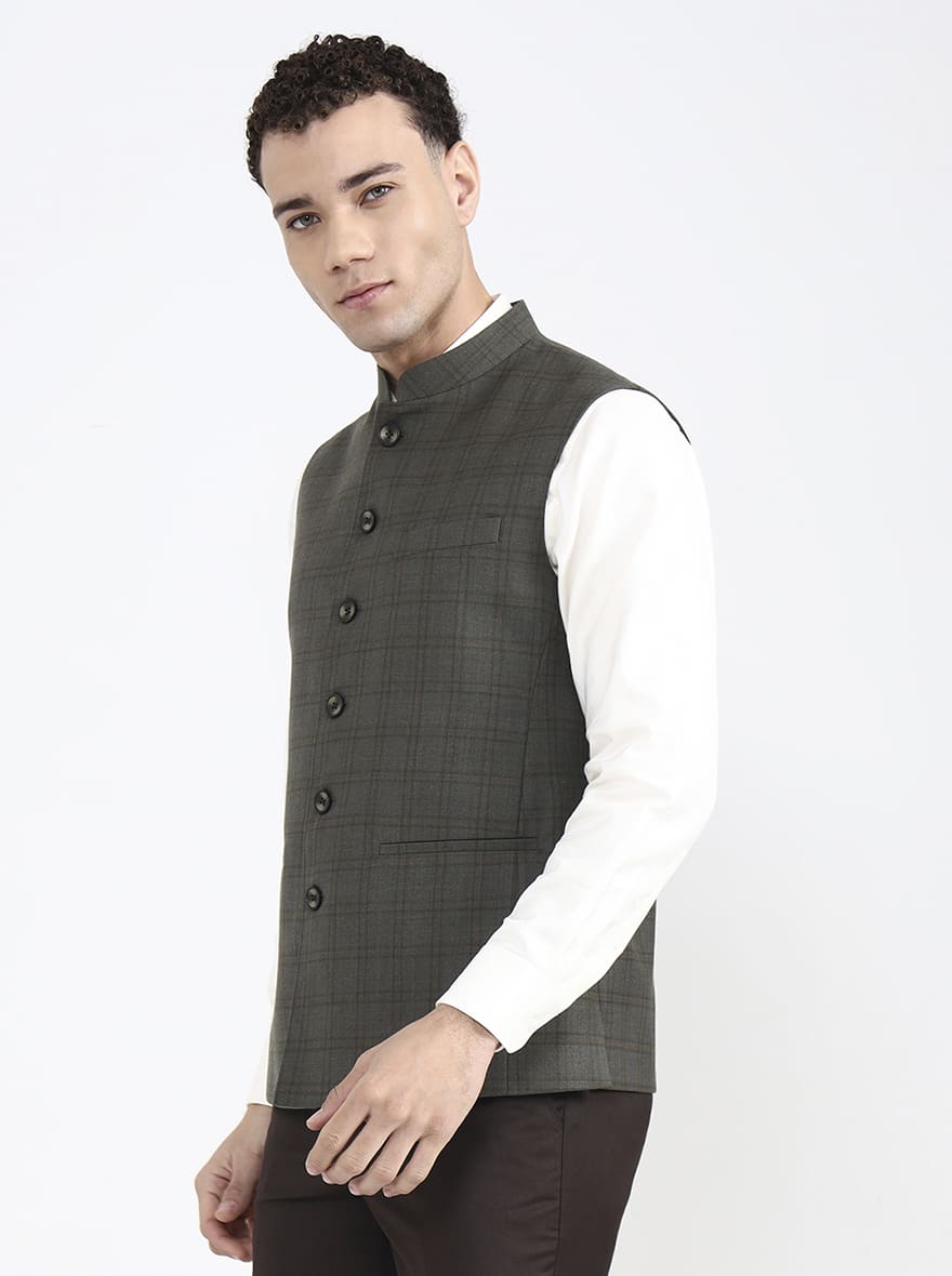 Brown Solid Regular Fit Modi Jacket | JB X JB