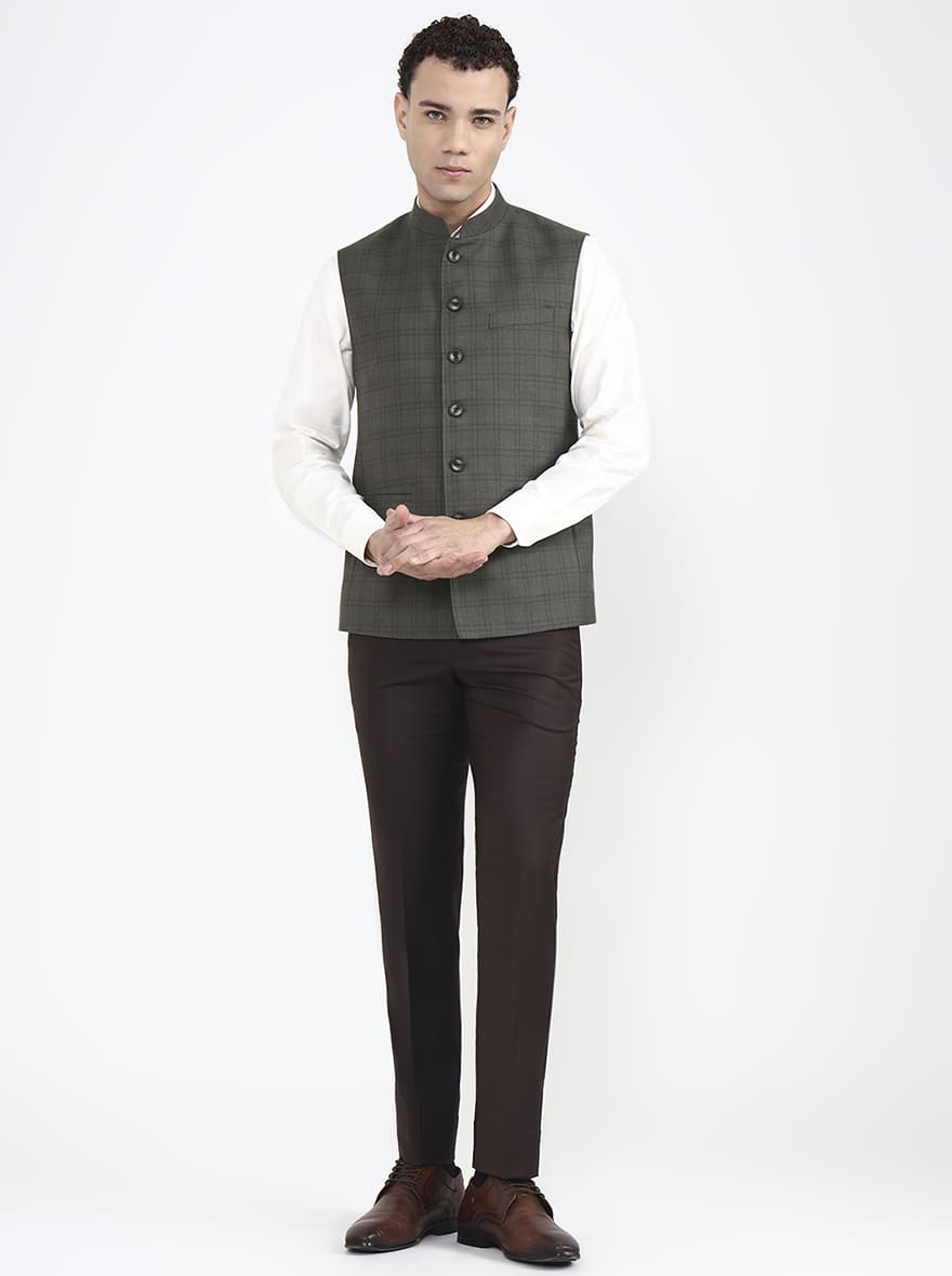 Brown Solid Regular Fit Modi Jacket | JB X JB