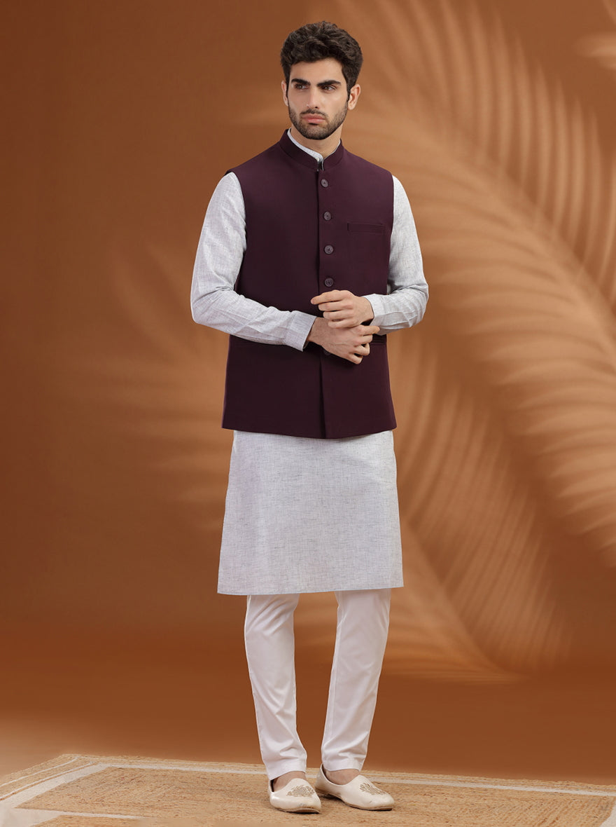 Wine Solid Waistcoat | Greenfibre