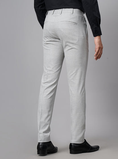 Light Grey Checked Super Slim Fit Formal Trouser | JB Studio