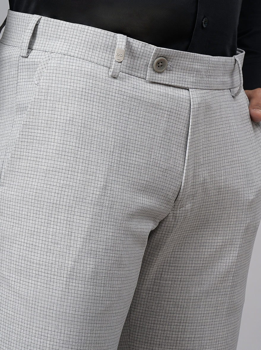 Light Grey Checked Super Slim Fit Formal Trouser | JB Studio