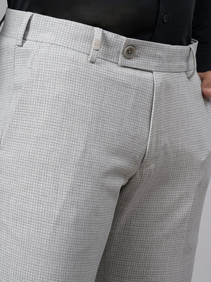 Light Grey Checked Super Slim Fit Formal Trouser | JB Studio